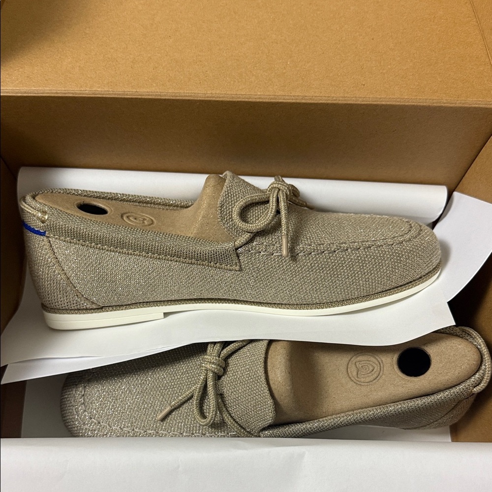Rothy's The Boat Shoe in Shimmery Sand